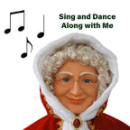 58 in. Christmas Dancing Mrs. Claus with Hooded Cloak and Basket