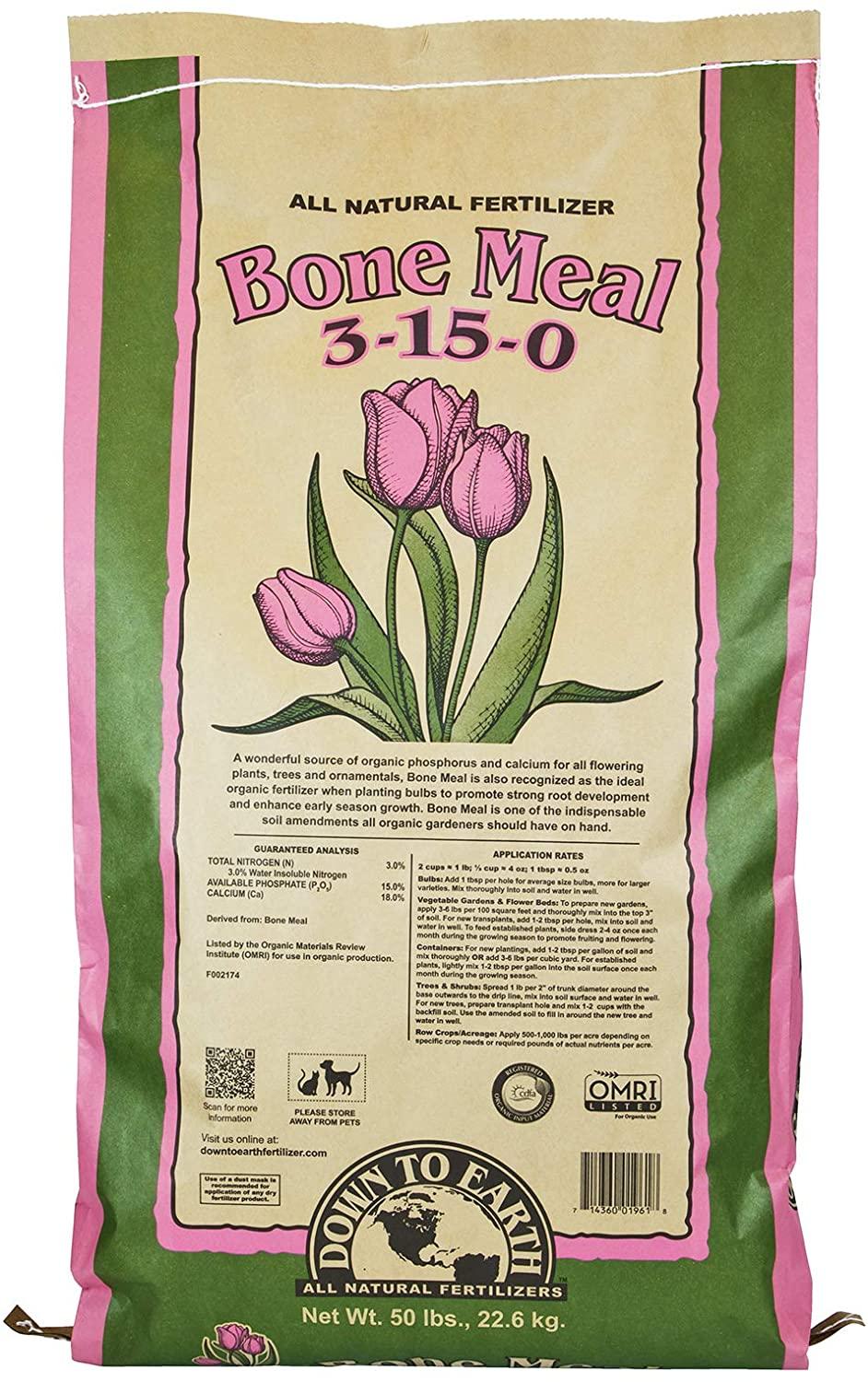 down to earth organic bone meal fertilizer 3-15-0, 50 lb