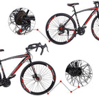 AAru2K Lightweight Aluminum Road Bike,Aluminum Full Suspension Road Bike 21 Speed Disc Brakes, 26 inch Durable Road Bicycles, 700c Tire, Mens/Womens Fashionable Advanced Suspension Bikes
