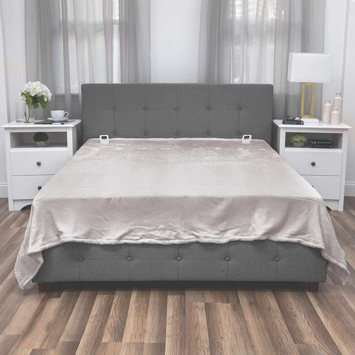 Heated Electric Blanket with SensorSafe, Queen, Soft Grey