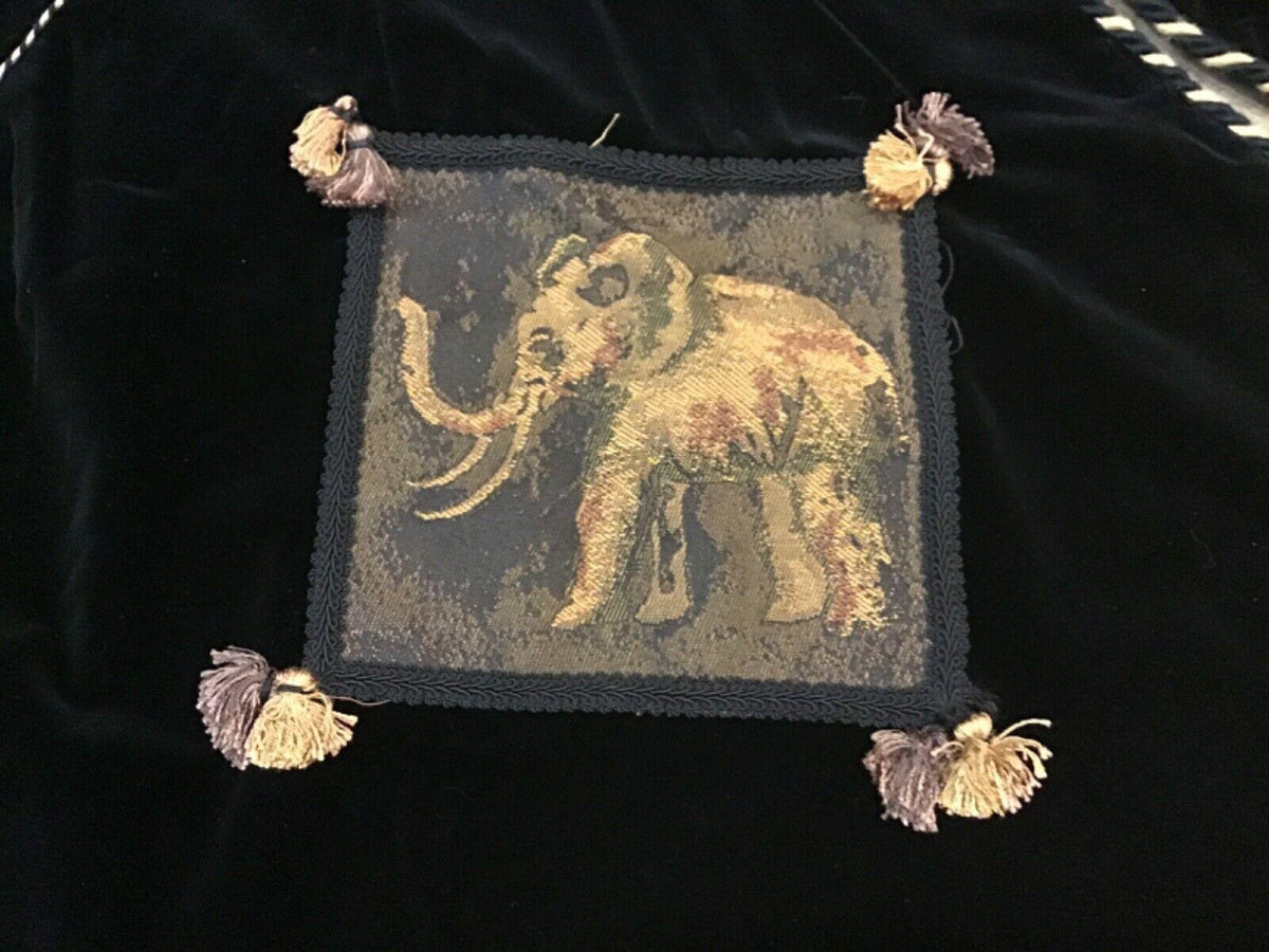 Black Velvet Safari Series Gold Accent Christmas Tree Skirt with Tassels 57"