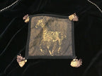 Black Velvet Safari Series Gold Accent Christmas Tree Skirt with Tassels 57"