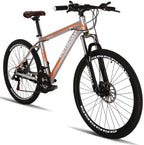 PanAme 26 Inch Mountain Bike, Aluminum Alloy Frame Bike with 21 Speed Dual Disc Brakes, Front Suspension Anti-Slip Bike for Adult - Sliver