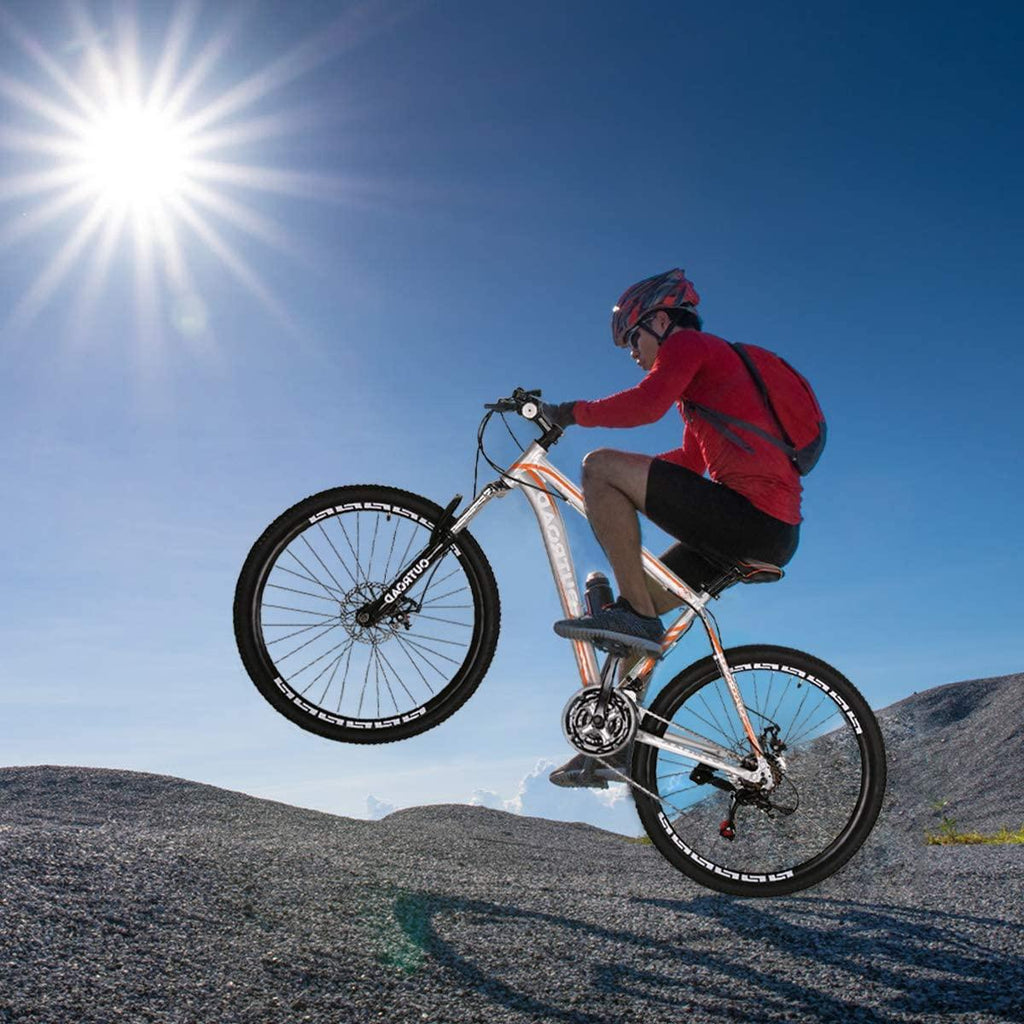 PanAme 26 Inch Mountain Bike, Aluminum Alloy Frame Bike with 21 Speed Dual Disc Brakes, Front Suspension Anti-Slip Bike for Adult - Sliver