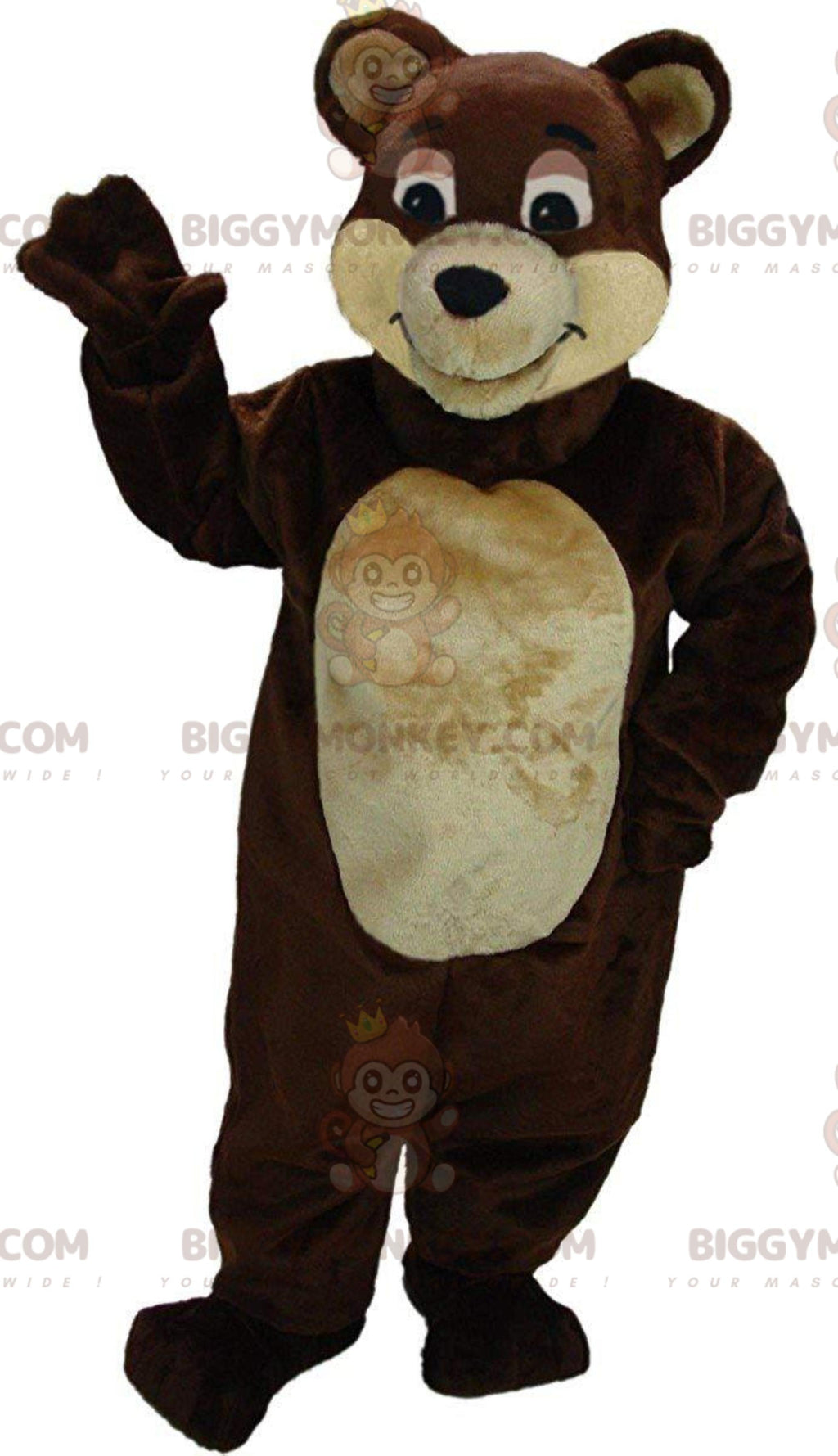Brown and beige teddy BIGGYMONKEYmascot costume, cute bear costume