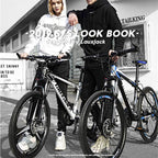 XunLiu 21 Speed 26-inch Wheels Mountain Bike Dual Disc Brake Bicycles Road Bicycle Suitable for Outdoor Riding Adults and Teenagers-US Stock (Black-Blue)