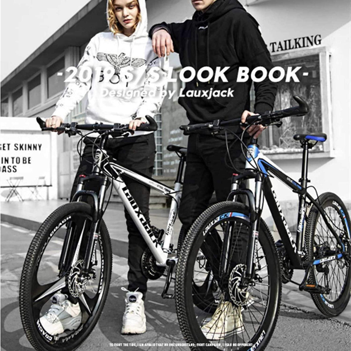 XunLiu 21 Speed 26-inch Wheels Mountain Bike Dual Disc Brake Bicycles Road Bicycle Suitable for Outdoor Riding Adults and Teenagers-US Stock (Black-Blue)