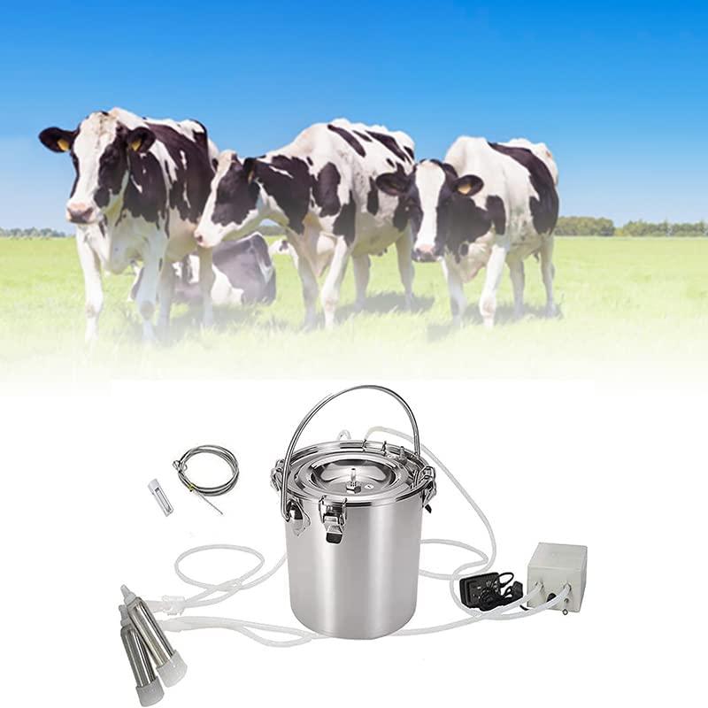 huidazhou cow milking machine electric, pulsation vacuum pump cow milker, automatic portable livestock milking equipment, stainless steel milker livestock household domestic farm milking device,7l