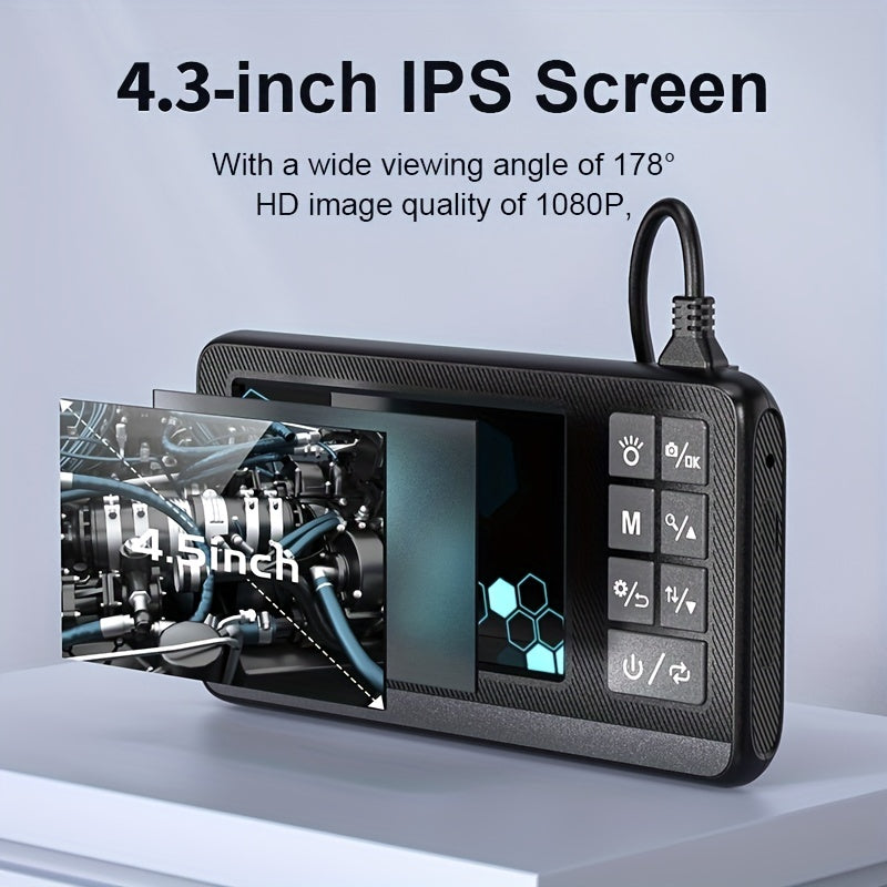 4.3 Inch IPS Industrial Endoscope HD Camera Photo IP67 Waterproof Ima3X Magnification 1080P Car Repair Engine Detection Air Repair Pipe Stain Probe