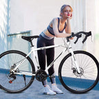 BESLUK Aluminum Full Suspension Road Bike 21 Speed Disc Brakes, 700c,bilke for Mens/Womens