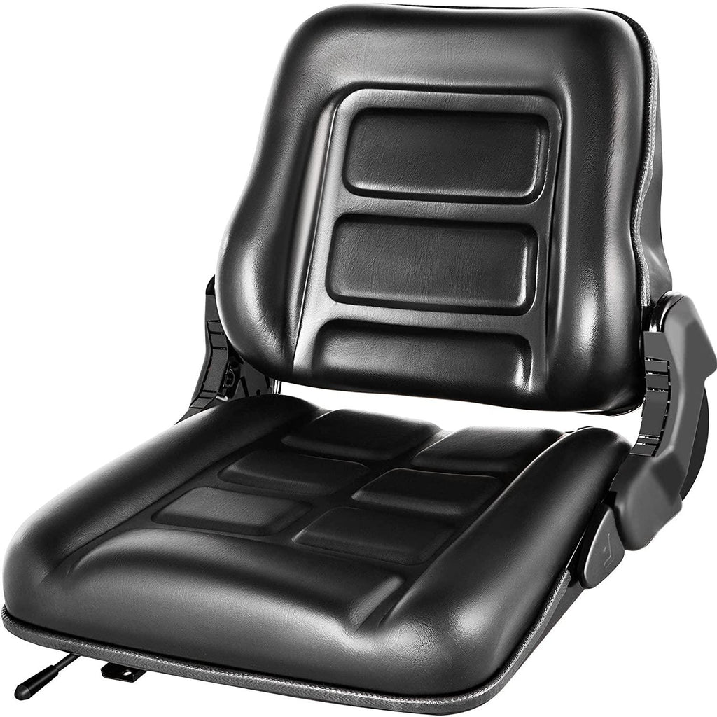 vevor universal forklift seat, black pvc tractor seat, 6"/150mm adjustable mower seat, foldable seat including seat switch, 18.5" x 20" x 18" skid steer seat, fit forklift, tractor, skid loader