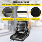 vevor universal forklift seat, black pvc tractor seat, 6"/150mm adjustable mower seat, foldable seat including seat switch, 18.5" x 20" x 18" skid steer seat, fit forklift, tractor, skid loader