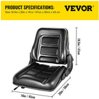 vevor universal forklift seat, black pvc tractor seat, 6"/150mm adjustable mower seat, foldable seat including seat switch, 18.5" x 20" x 18" skid steer seat, fit forklift, tractor, skid loader