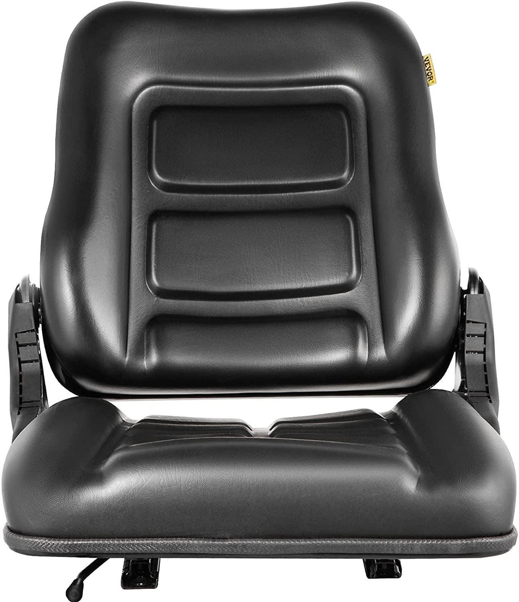 vevor universal forklift seat, black pvc tractor seat, 6"/150mm adjustable mower seat, foldable seat including seat switch, 18.5" x 20" x 18" skid steer seat, fit forklift, tractor, skid loader