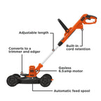 Electric Lawn Mower, Weed Eater and Edger 3-in-1 Combo, Corded 12-Inch 6.5 Amp Electric Weed Wacker and Compact Push Mower (BESTA512CM)