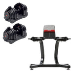 Bowflex SelectTech 1090 Adjustable Dumbbell Weights (Pair) + Stand with Media Rack