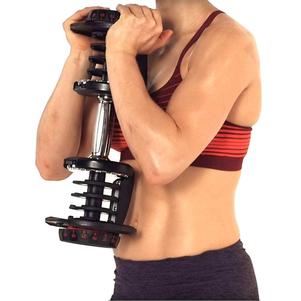 Bowflex SelectTech 1090 Adjustable Dumbbell Weights (Pair) + Stand with Media Rack