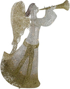 Northlight 44" Cotton Thread LED Lighted Gold and Silver Glitter Angel Outdoor Christmas Decoration