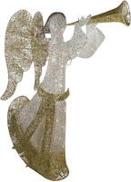 Northlight 44" Cotton Thread LED Lighted Gold and Silver Glitter Angel Outdoor Christmas Decoration