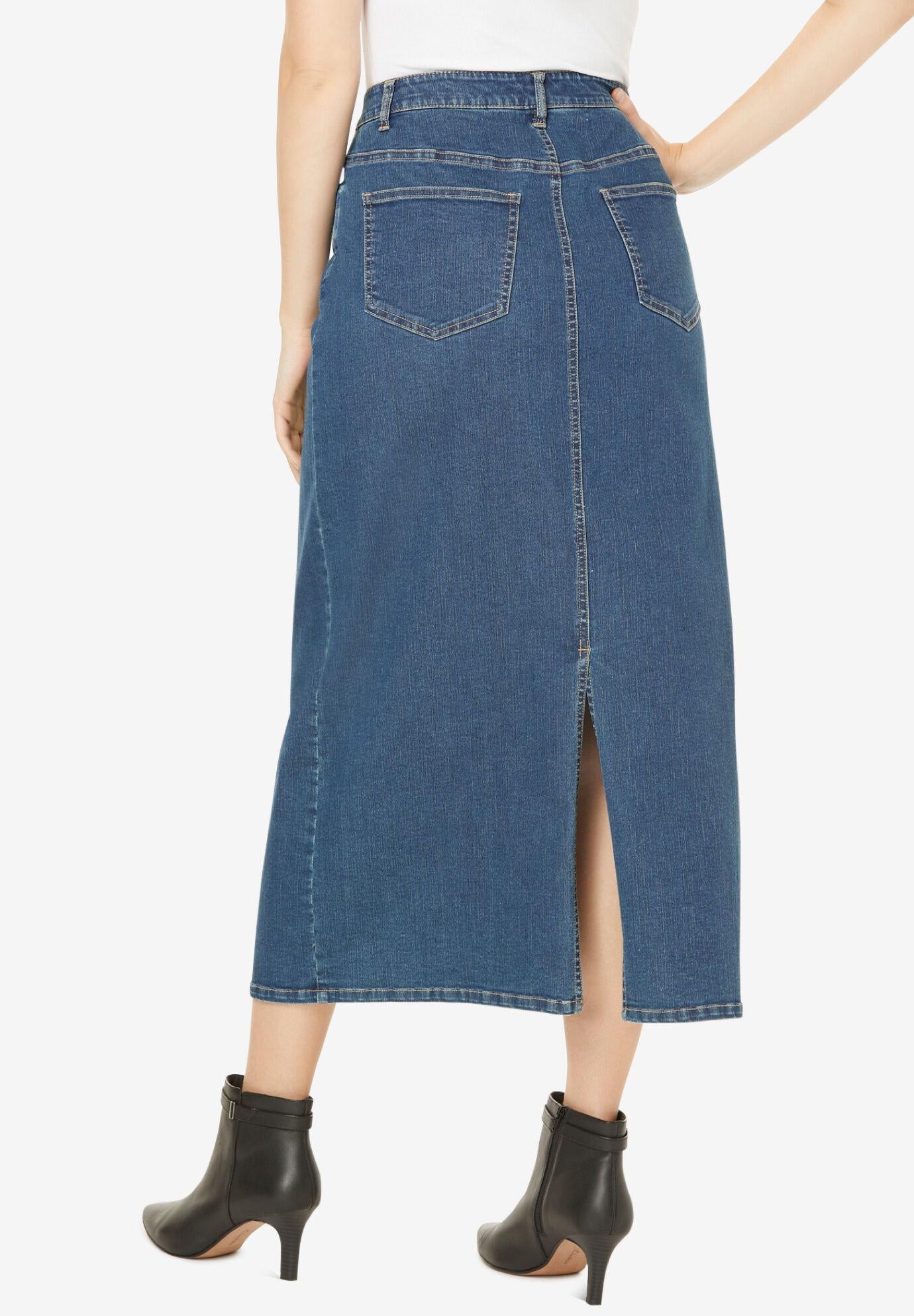 true fit denim skirt