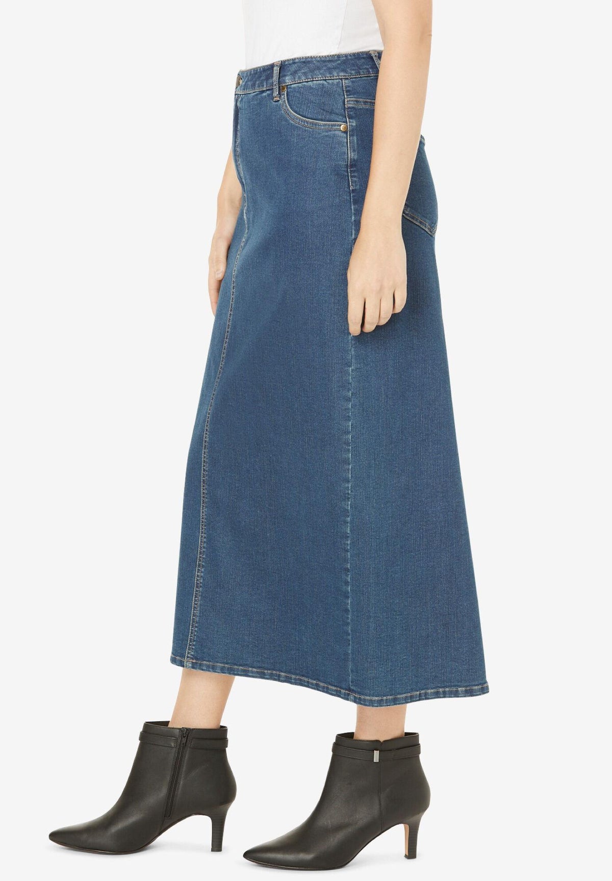 true fit denim skirt