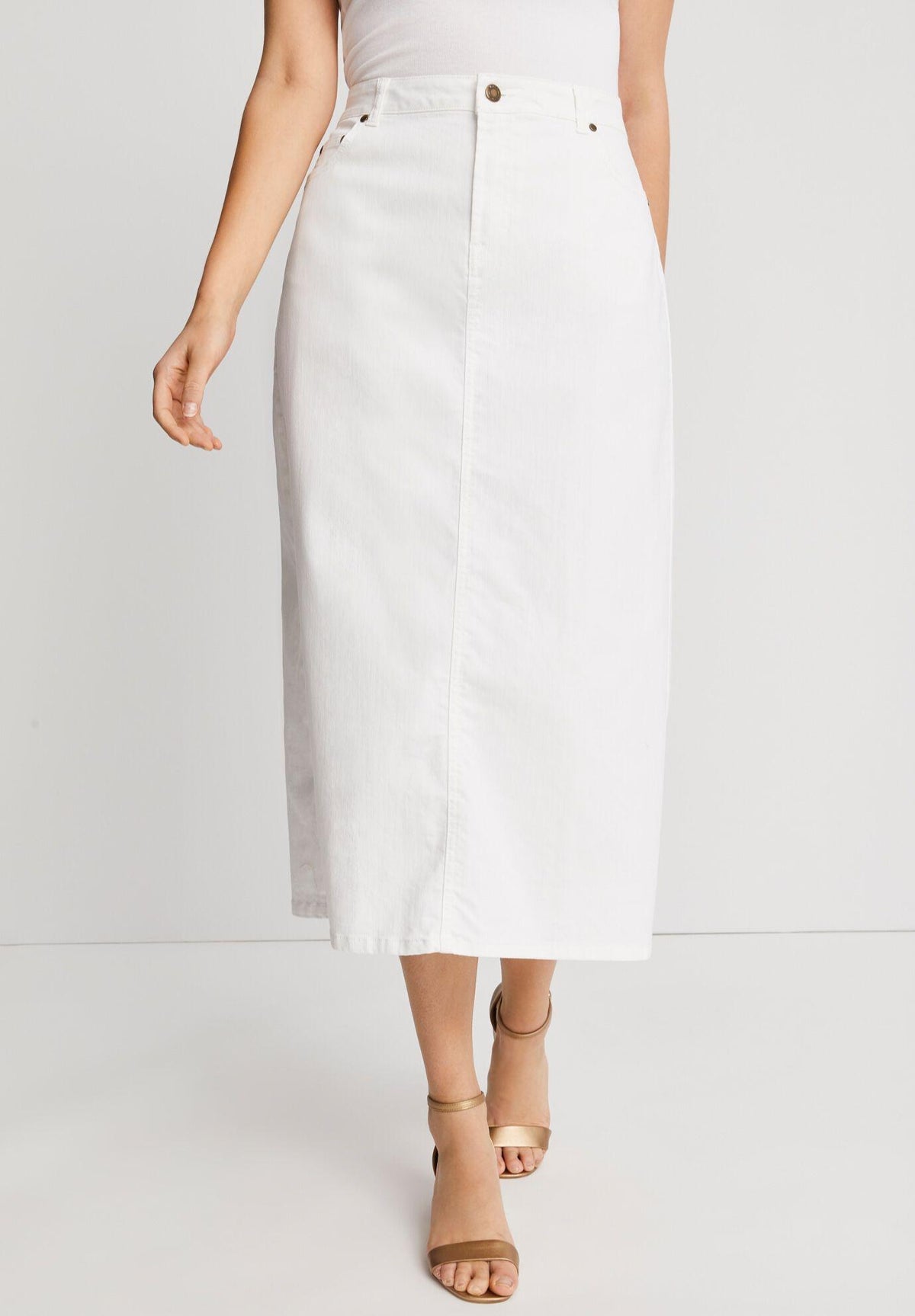 true fit denim skirt