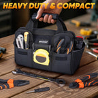 Heavy Duty Tool Bag with Multi-Pockets, Portable Tool Box Organizer StoraBag, with Adjustable Shoulder Strap and Ergonomic Handle (Black, 12" Standard Base)