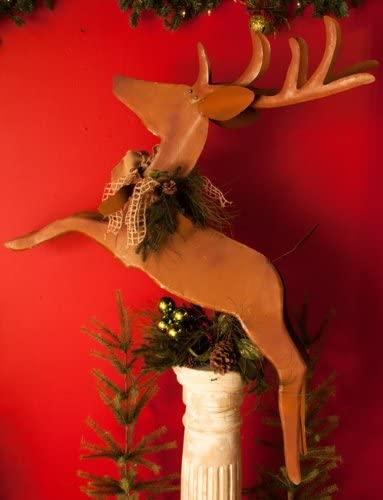 Round Top LarRusty Leaping Deer Outdoor Christmas Holiday Decoration