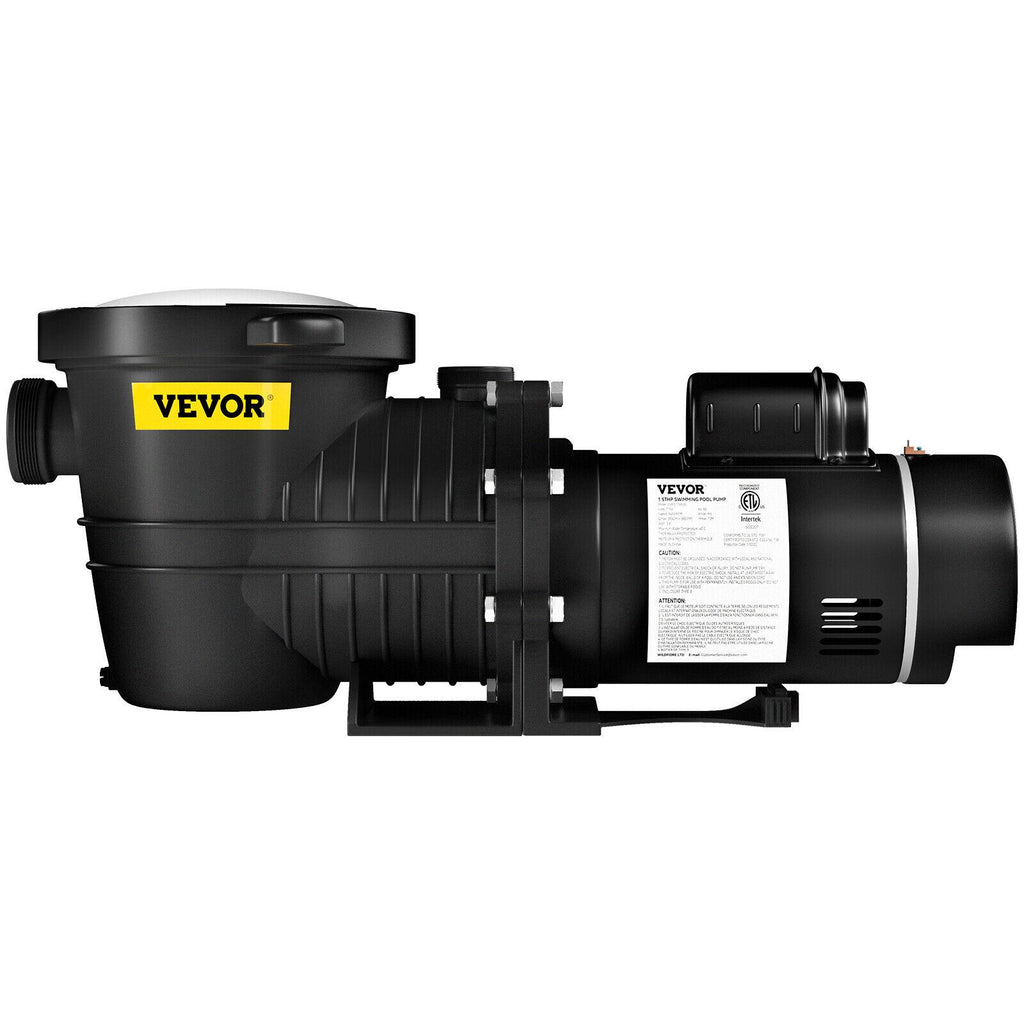 vevor swimming pool pump in/above ground pool pump 1.5 hp 90 gpm w/ strainer
