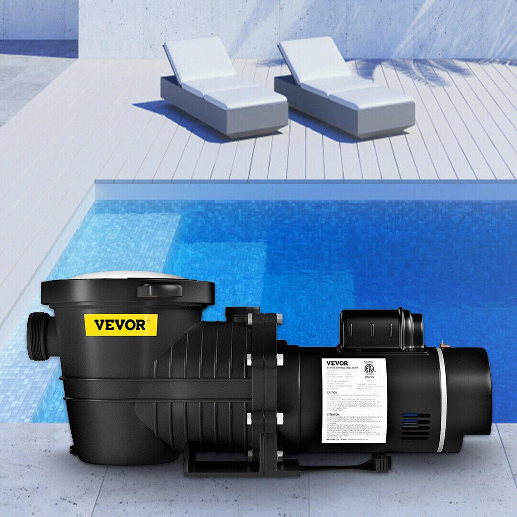 vevor swimming pool pump in/above ground pool pump 1.5 hp 90 gpm w/ strainer