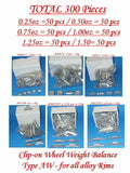 4 SET of 300 PCS CLIP-ON WHEEL WEIGHT P AW MC FN 0.25 0.50 0.75 1.0 1.25 1.50z