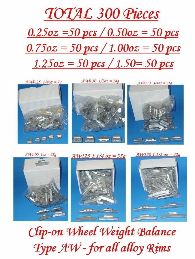 4 SET of 300 PCS CLIP-ON WHEEL WEIGHT P AW MC FN 0.25 0.50 0.75 1.0 1.25 1.50z