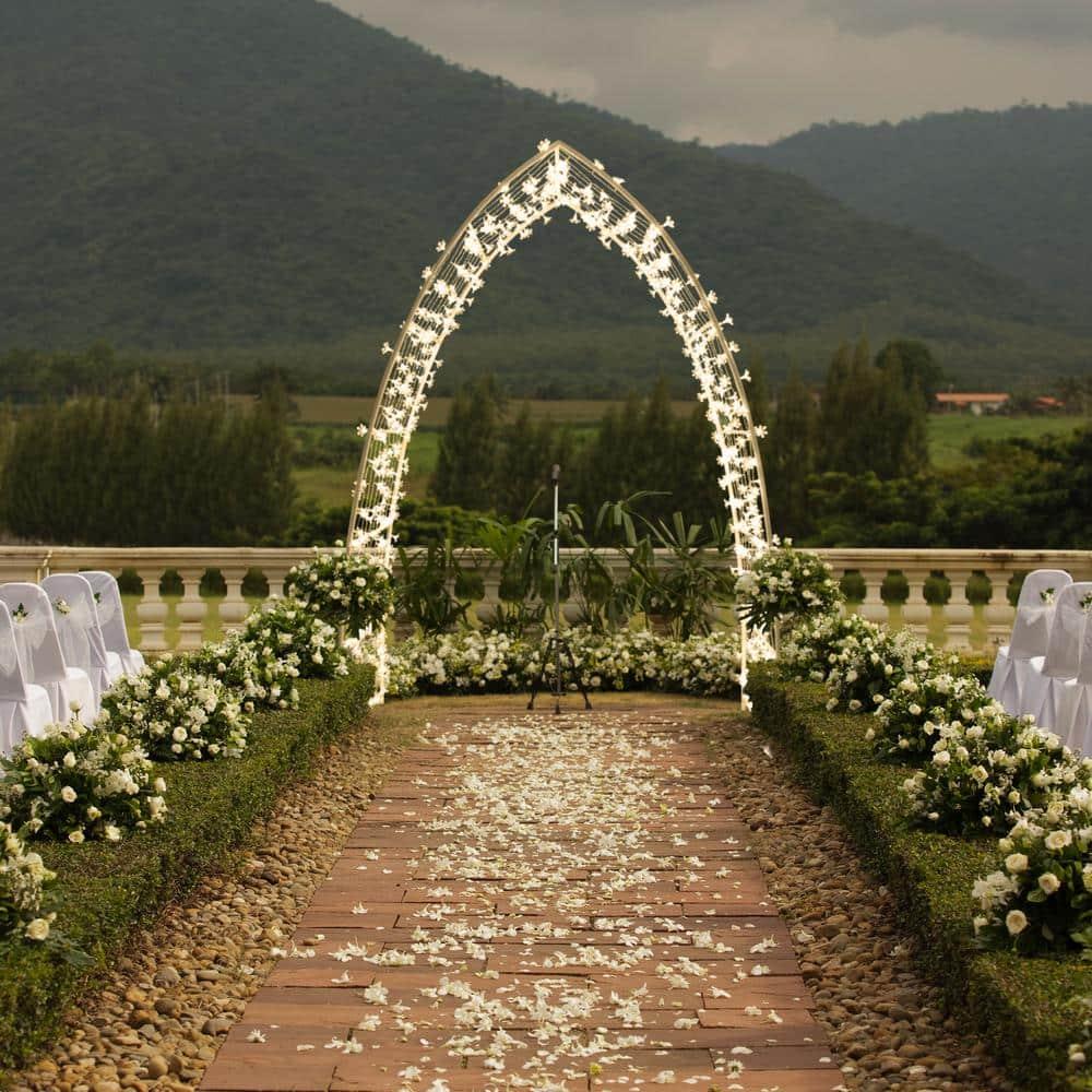 88 in. Archway with Warm WHT LEDS Clear Floral Cap/Trans Cord/8 Function