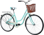 Womens Cruiser Bike 26 Inch Beach Cruiser Bike Classic Retro Bicycle Road Bikes, Single Speed Bicycle Commuter Bicycle High-Carbon Steel Frame, Front Basket, Rear Racks