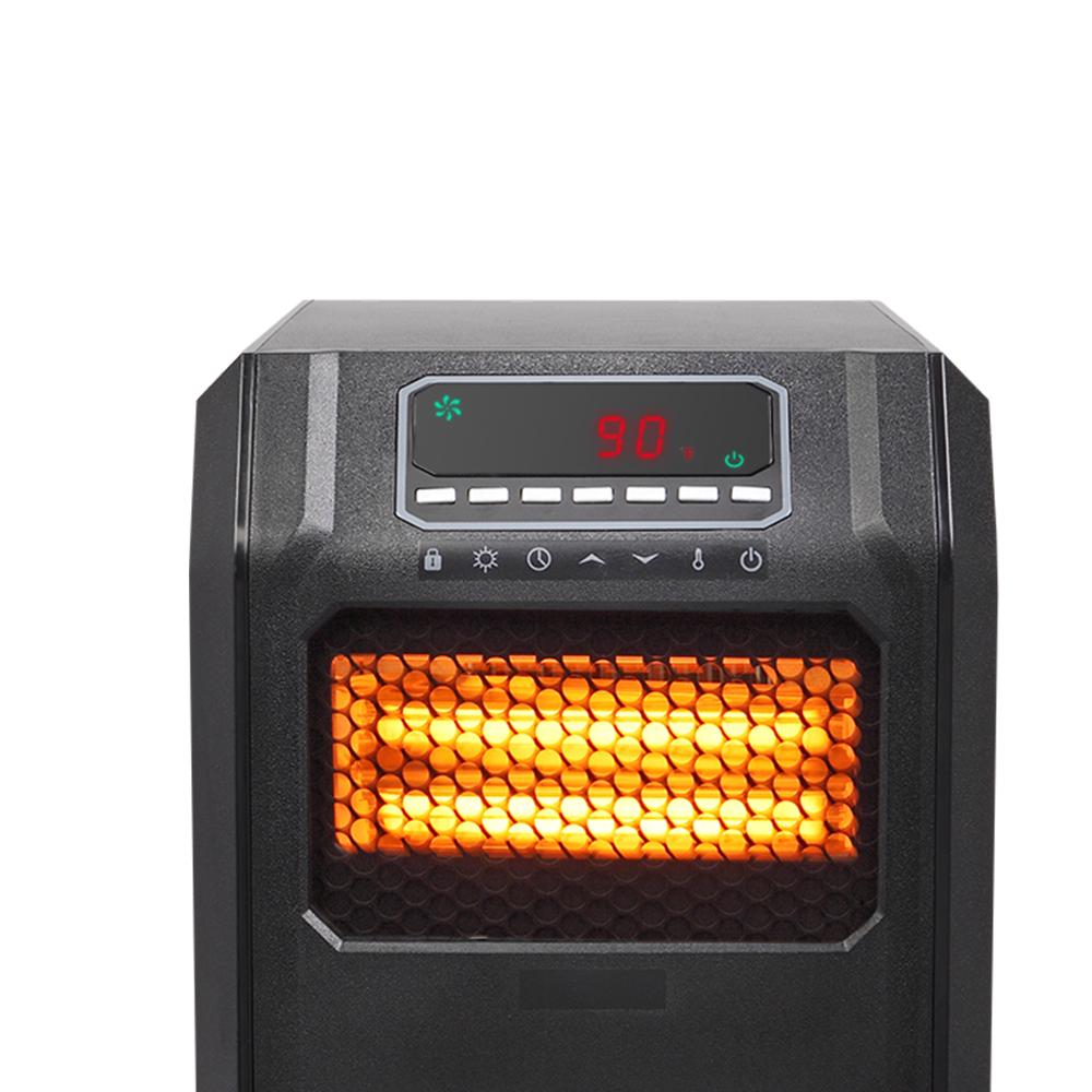 SAIBAI 1500W Quartz Tube Heater Digital Style 4 Quartz Tubes Black (Change to Metal Fan)