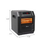 SAIBAI 1500W Quartz Tube Heater Digital Style 4 Quartz Tubes Black (Change to Metal Fan)
