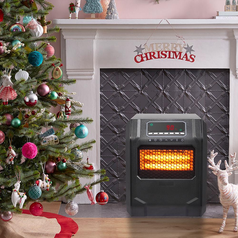 SAIBAI 1500W Quartz Tube Heater Digital Style 4 Quartz Tubes Black (Change to Metal Fan)