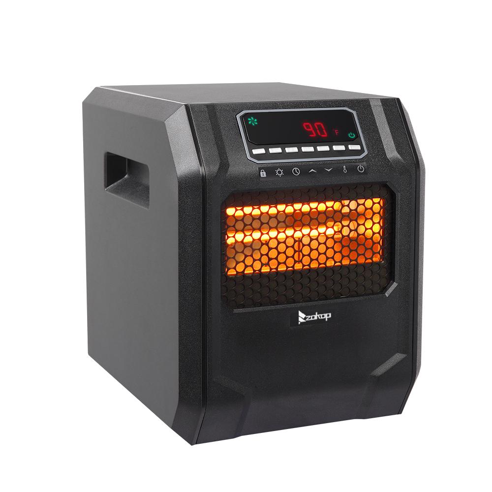 SAIBAI 1500W Quartz Tube Heater Digital Style 4 Quartz Tubes Black (Change to Metal Fan)