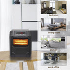 SAIBAI 1500W Quartz Tube Heater Digital Style 4 Quartz Tubes Black (Change to Metal Fan)