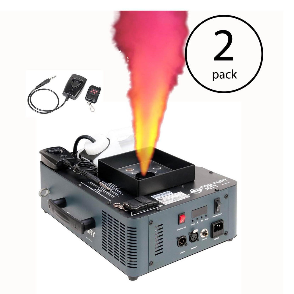 ADJ Fog Fury Jett Smoke Machine &amp; LED Lights with Wireless Remote (2 Pack)