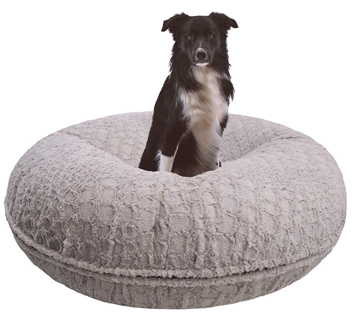 BESSIE AND BARNIE Signature Serenity Grey Luxury Extra Plush  Fur Bagel Pet/Dog Bed (Multiple Sizes)
