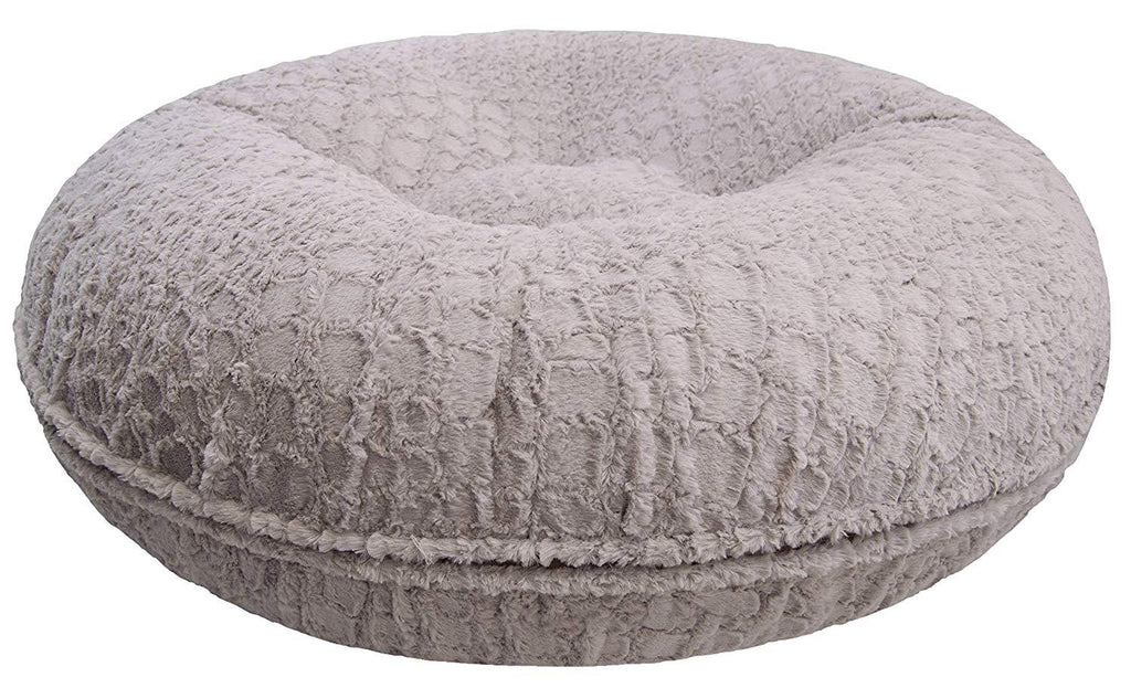 BESSIE AND BARNIE Signature Serenity Grey Luxury Extra Plush  Fur Bagel Pet/Dog Bed (Multiple Sizes)