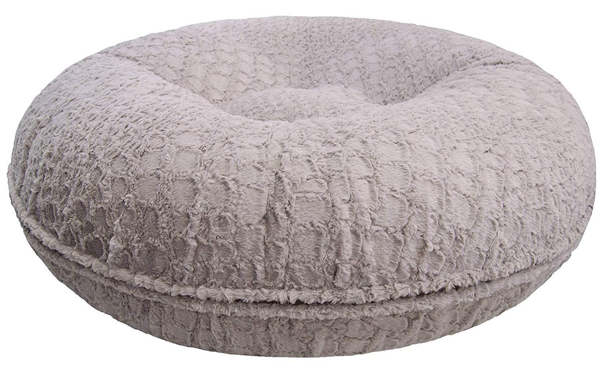 BESSIE AND BARNIE Signature Serenity Grey Luxury Extra Plush  Fur Bagel Pet/Dog Bed (Multiple Sizes)