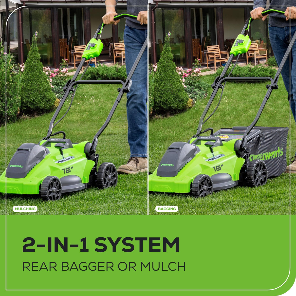 40V 16" Brushless Cordless (Push) Lawn Mower (75+ Compatible Tools), 4.0Ah Battery and Charger Included
