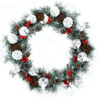 30 in. Flocked Pre-Lit LED Artificial Christmas Wreath with Red Berries and Pinecones