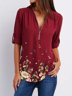 Casual Zipper Print T-shirt