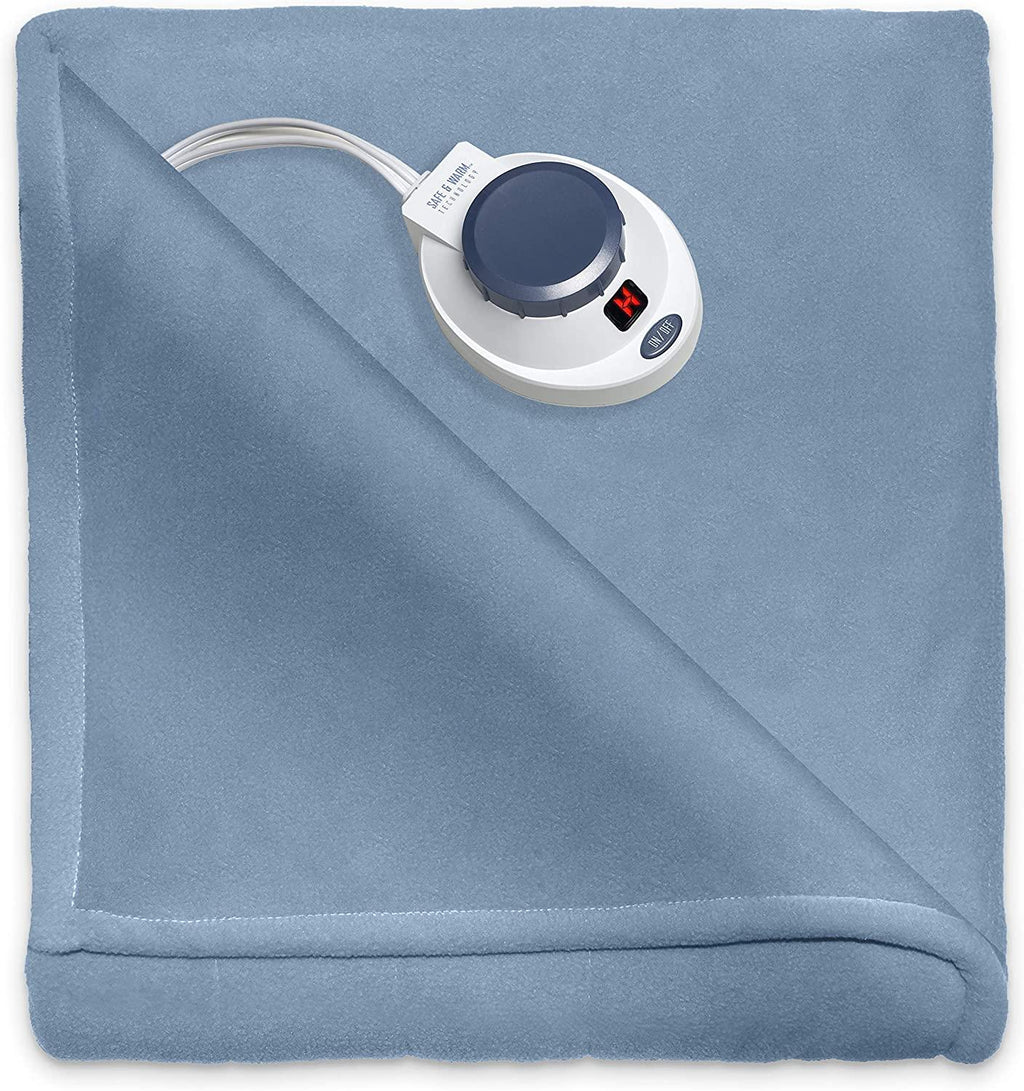 SoftHeat | Luxury Micro-Fleece Heated Electric Warming Blanket with Safe &amp; Warm Low-VoltaTechnology, (Queen, Slate Blue)