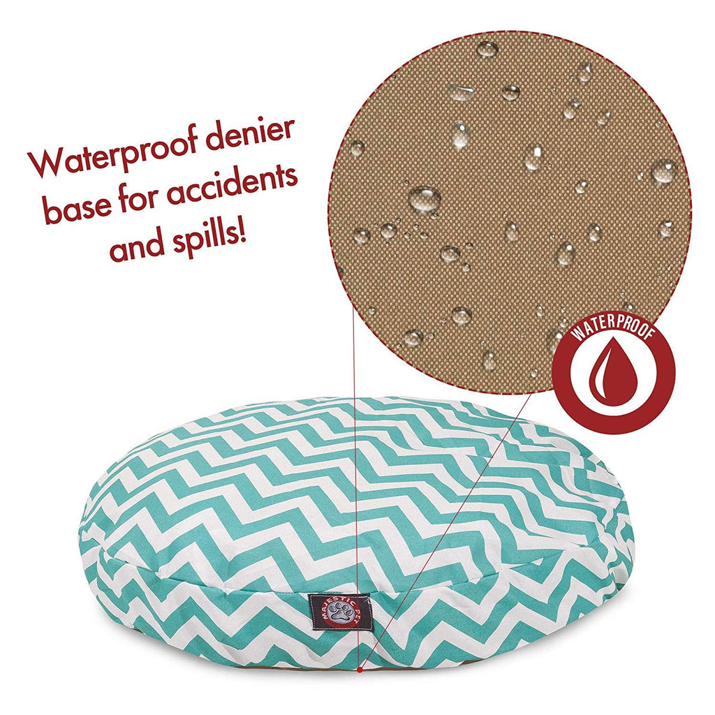 Teal Chevron Medium Round Indoor Outdoor Pet Dog Bed With Removable Washable Cover By Majestic Pet Products