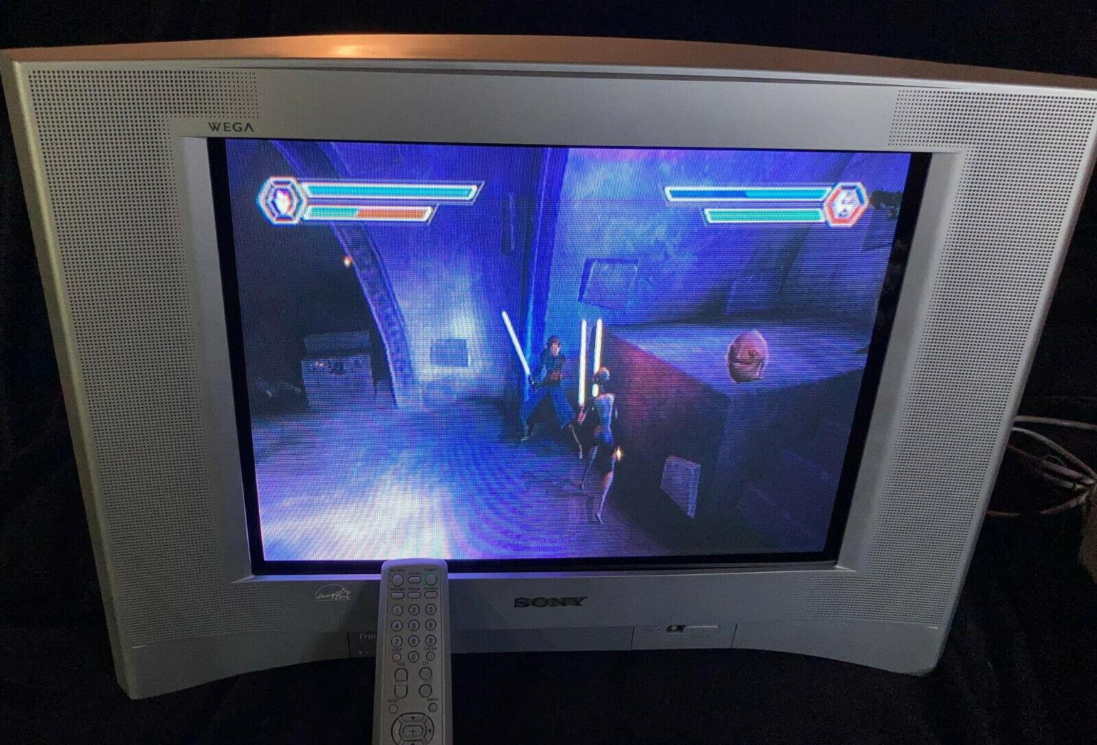 sony  trinitron *read kv-20fs120 20 wega composite flat crt retro gaming tv