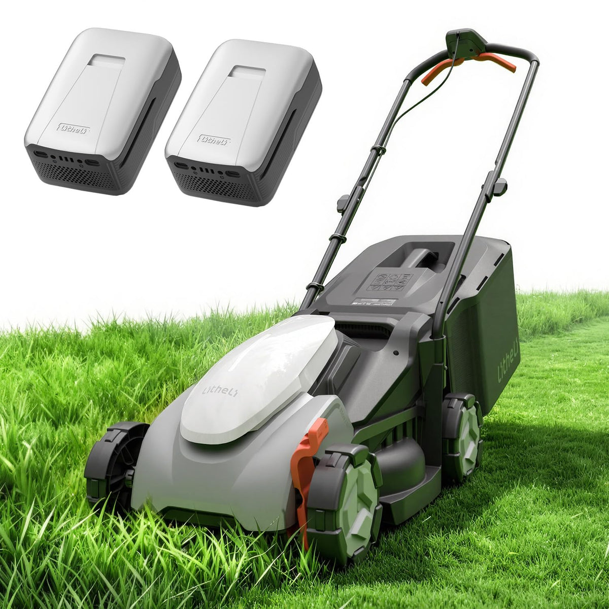 14 Inch Cordless Lawn Mower, Brushless Electric Push Mower with 2x5.0Ah Batteries, 5-Position Height Adjustment, 9-Gallon Grass Catcher for Garden Yard Farm